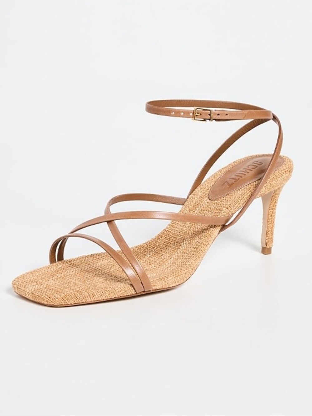 SCHUTZ Bari Strappy Raffia Stiletto Sandals – Size 10.5